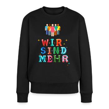 Wir sind mehr - Statement gegen Hass & Rassismus - Frauen Premium Bio Pullover - Schwarz - Vorne - Julia (174cm)