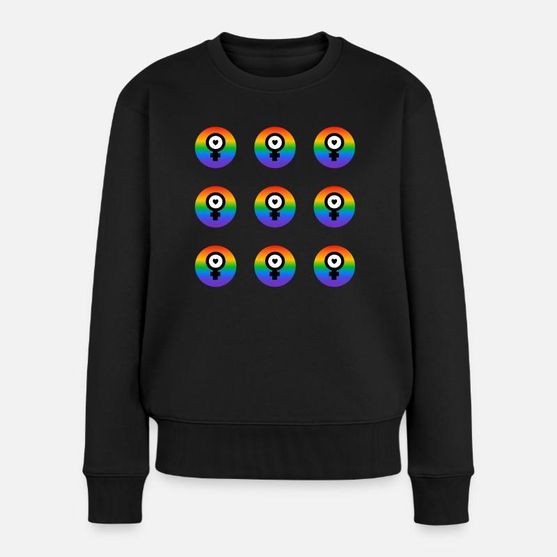 Feministische Ikonen - Regenbogenflagge - Frauen Premium Bio Pullover - Schwarz