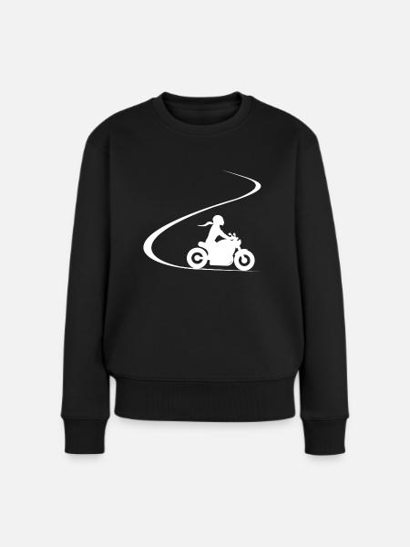 Motorradfahrerin Kurven Chopper Bikergirl Cruiser - Frauen Premium Bio Pullover - Schwarz