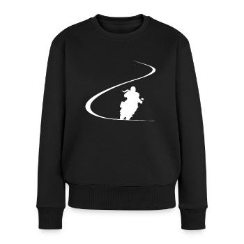 Motorradfahrerin Kurve Tourer Bikerin Reiseenduro - Frauen Premium Bio Pullover - Schwarz - Vorne - Julia (174cm)