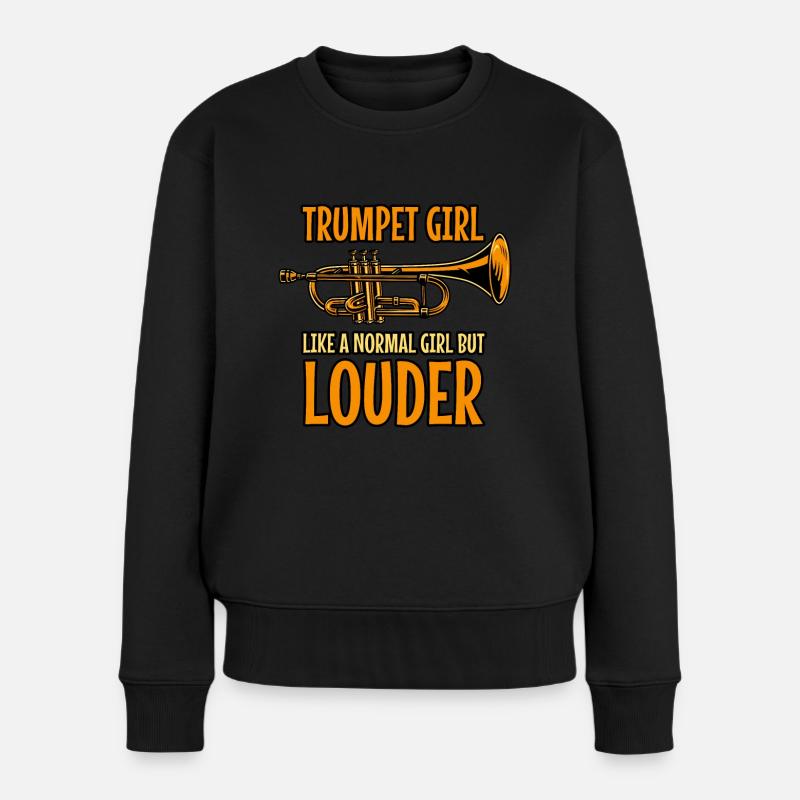 Trompeten Mädchen Trompeterin Trompetenspielerin - Frauen Premium Bio Pullover - Schwarz