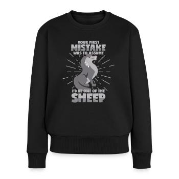 Wolf im Schafspelz - Frauen Premium Bio Pullover - Schwarz - Vorne - Julia (174cm)