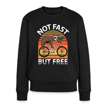 Bicycle Sloth - Not Fast But Free - Women's Premium Organic Jumper - black - Front - Julia (174cm)