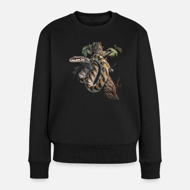 Python im Baum: Ein majestätisches Tier - Frauen Premium Bio Pullover - Schwarz