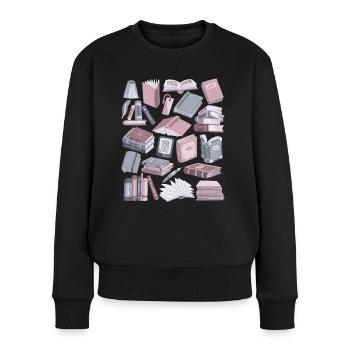 Bücher - Frauen Premium Bio Pullover - Schwarz - Vorne - Julia (174cm)