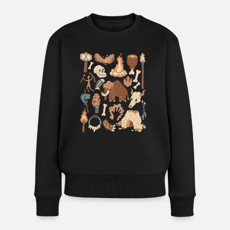 Steinzeit - Frauen Premium Bio Pullover - Schwarz