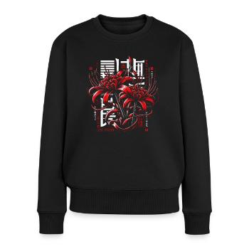 Japanische Spinnenlilie Kanji - Frauen Premium Bio Pullover - Schwarz - Vorne - Julia (174cm)