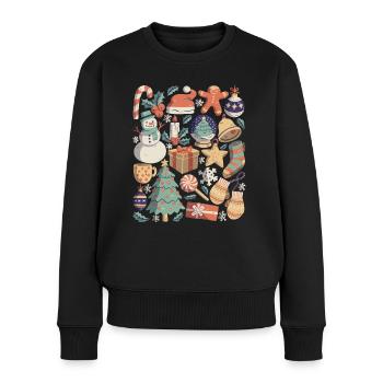 Weihnachten - Frauen Premium Bio Pullover - Schwarz - Vorne - Julia (174cm)