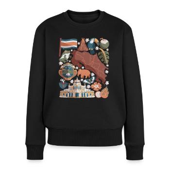 Costa Rica - Frauen Premium Bio Pullover - Schwarz - Vorne - Julia (174cm)