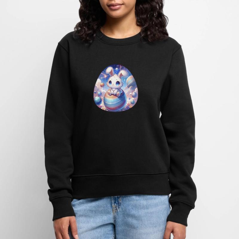 Chibi Bunny In The Space With Easter Eggs Women's Premium Organic Jumper