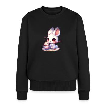 Chibi Bunny peinture oeuf de Pâques - Pull Premium bio Femme - noir - Devant - Julia (174cm)