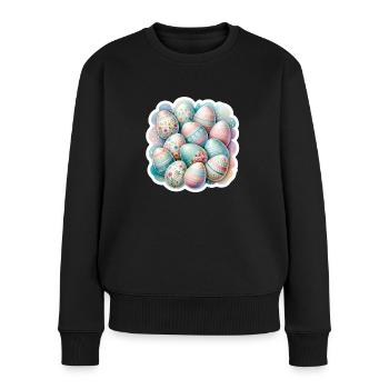 Un ensemble de jolis œufs de Pâques aquarellés - Pull Premium bio Femme - noir - Devant - Julia (174cm)