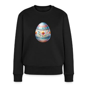 Sehr detailliertes Osterei im Aquarellstil - Frauen Premium Bio Pullover - Schwarz - Vorne - Julia (174cm)