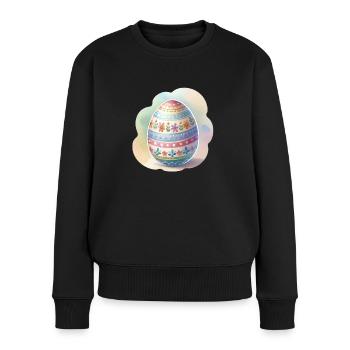 Minimalistisches Osterei im Aquarellstil - Frauen Premium Bio Pullover - Schwarz - Vorne - Julia (174cm)