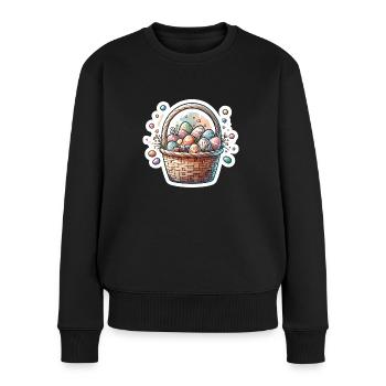 Cute Easter Egg Basket Soft Pastel Color - Women's Premium Organic Jumper - black - Front - Julia (174cm)