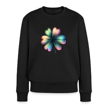 Trèfle brillant coloré de Saint Patrick - Pull Premium bio Femme - noir - Devant - Julia (174cm)