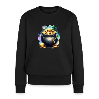 Chaudron d’or de la Saint-Patrick - Pull Premium bio Femme - noir - Devant - Julia (174cm)