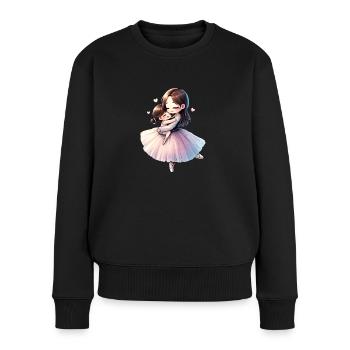 Ballerina-Mutter umarmt ihre Tochter - Frauen Premium Bio Pullover - Schwarz - Vorne - Julia (174cm)