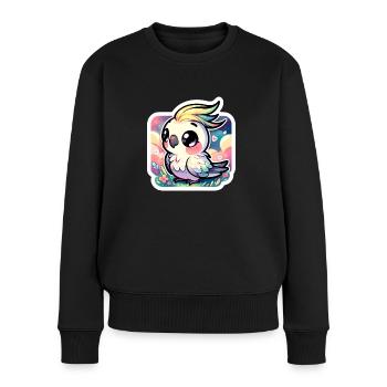 Une calopsitte Chibi mignonne dans un paysage coloré - Pull Premium bio Femme - noir - Devant - Julia (174cm)
