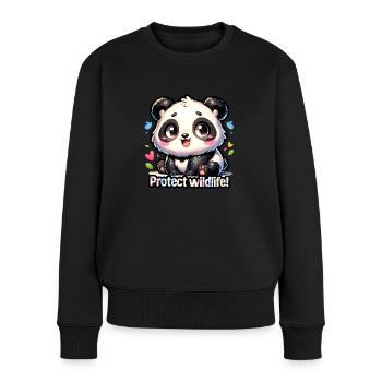 Schützen Sie die Tierwelt Riesiger Panda Tag der Erde Pandaliebhaber - Frauen Premium Bio Pullover - Schwarz - Vorne - Julia (174cm)