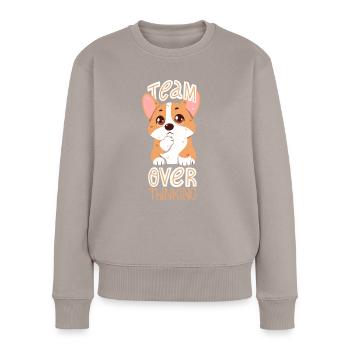 Team Overthinking - Women's Premium Organic Jumper - taupe - Front - Julia (174cm)