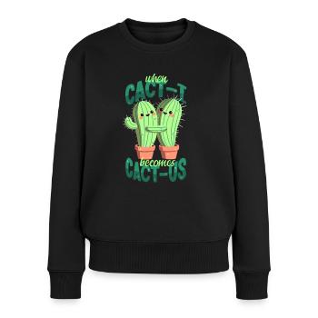 Verliebte Kakteen - Frauen Premium Bio Pullover - Schwarz - Vorne - Julia (174cm)