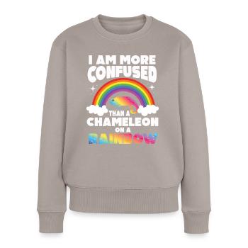 Ich Bin Verwirrter Als Ein Chamäleon - Frauen Premium Bio Pullover - Taupe - Vorne - Julia (174cm)