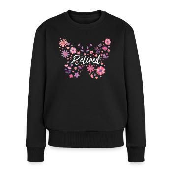 Schmetterling Junge Rentnerin Frau Ruhestand - Frauen Premium Bio Pullover - Schwarz - Vorne - Julia (174cm)