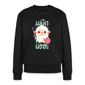 Nous voulons de la laine - Pull Premium bio Femme - noir - Devant - Julia (174cm)