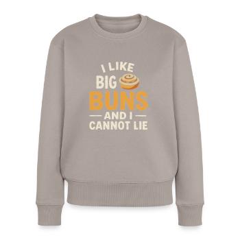 Ich mag große Brötchen - Frauen Premium Bio Pullover - Taupe - Vorne - Julia (174cm)