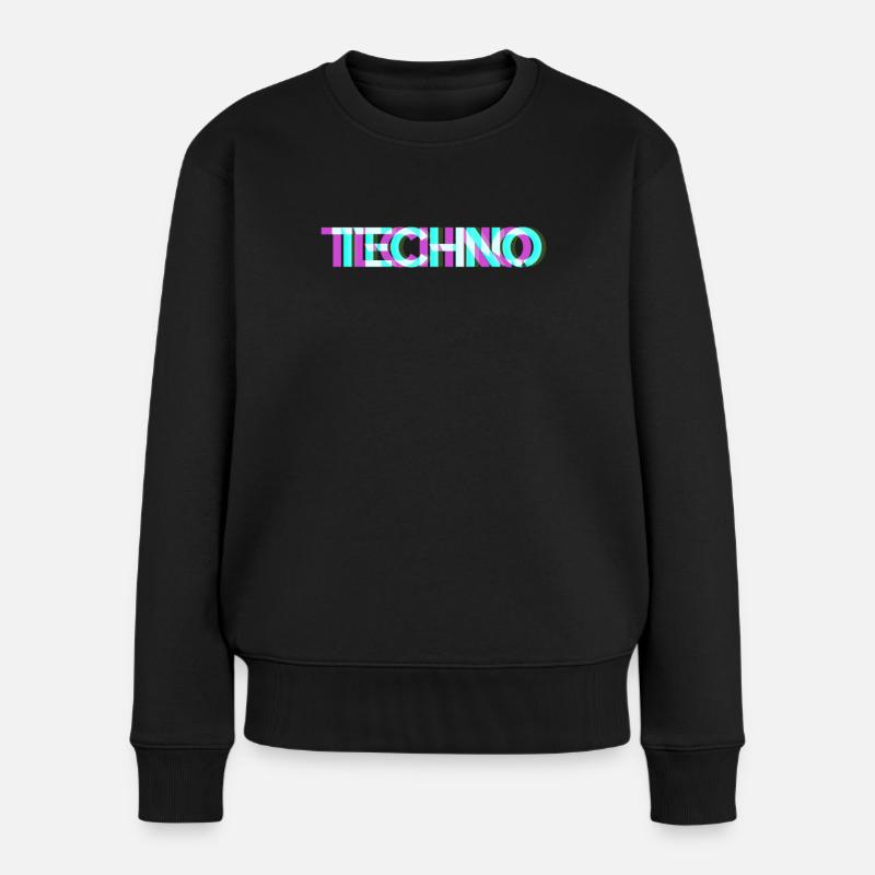 Techno - Frauen Premium Bio Pullover - Schwarz