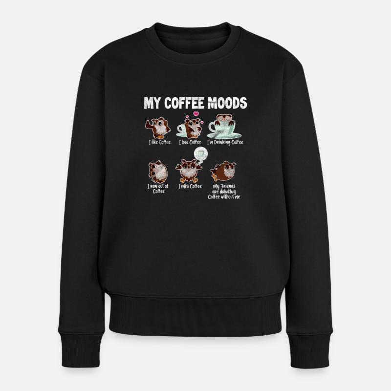 Kaffee Eule - Frauen Premium Bio Pullover - Schwarz