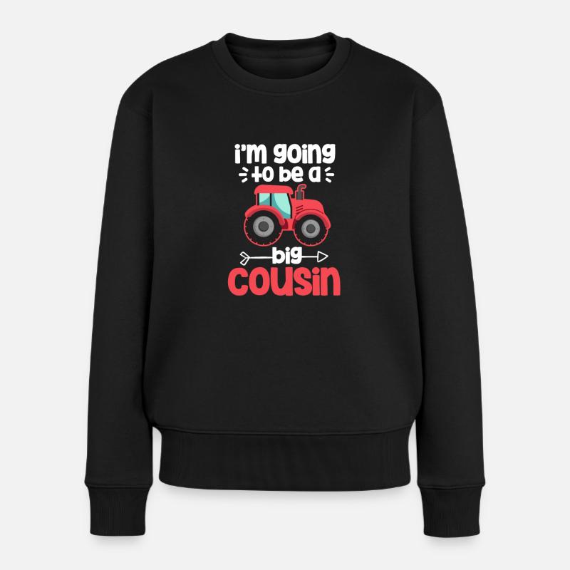 Schwangerschaft Großer Cousin Traktor Geschenk - Frauen Premium Bio Pullover - Schwarz