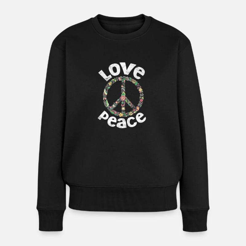 Hippie - Frauen Premium Bio Pullover - Schwarz