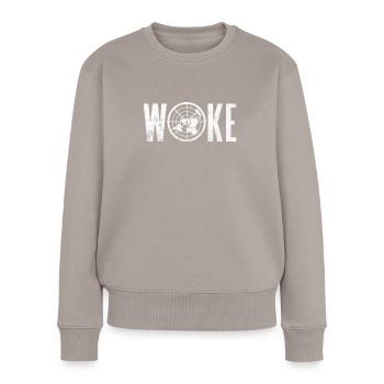 Terre plate - Pull Premium bio Femme - taupe - Devant - Julia (174cm)