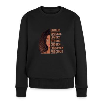 Motivation - Frauen Premium Bio Pullover - Schwarz - Vorne - Julia (174cm)