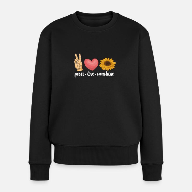 Hippie Peace Flower Power Love Frieden Geschenk - Frauen Premium Bio Pullover - Schwarz