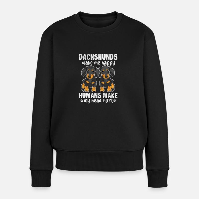 Dackel - Frauen Premium Bio Pullover - Schwarz