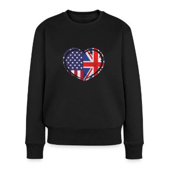 United Kingdom USA - Frauen Premium Bio Pullover - Schwarz - Vorne - Julia (174cm)
