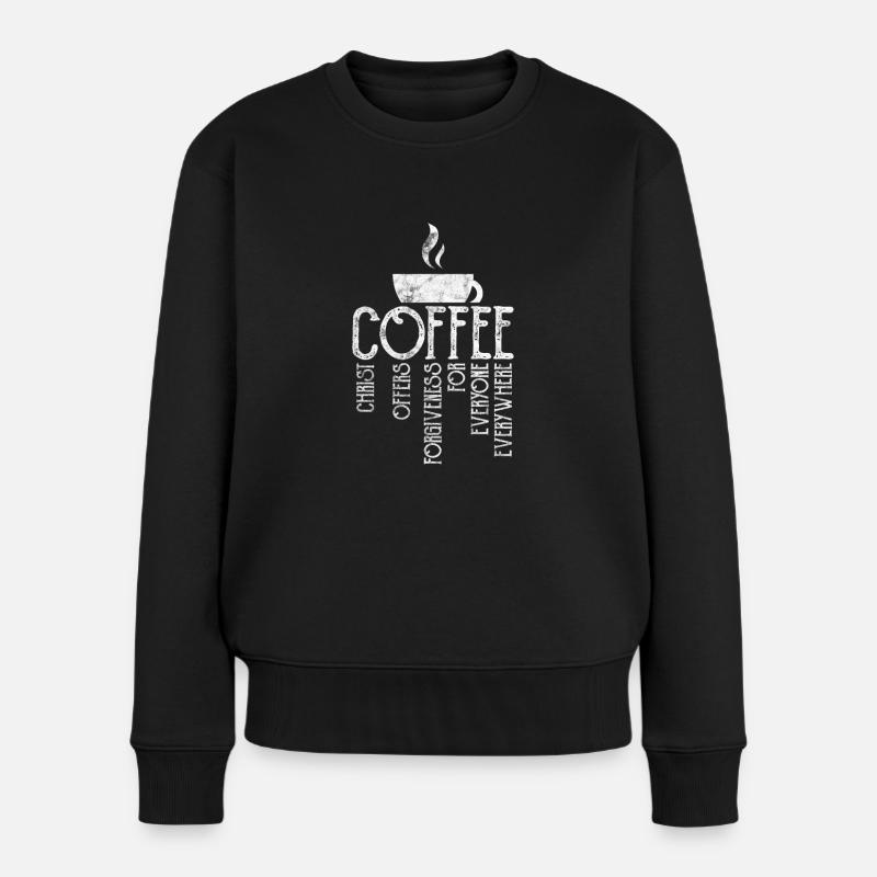 Kaffee - Frauen Premium Bio Pullover - Schwarz