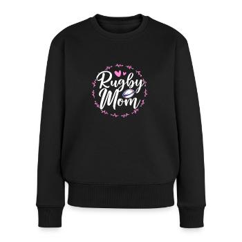 Mère de rugby - Pull Premium bio Femme - noir - Devant - Julia (174cm)