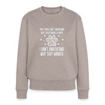 Sauvetage d’animaux - Pull Premium bio Femme - taupe - Devant - Julia (174cm)