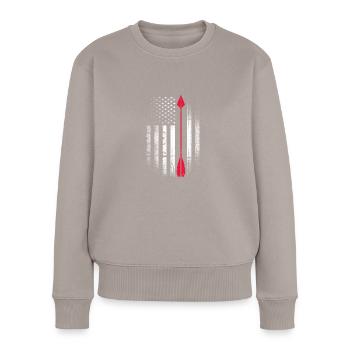Bogenschiessen - Frauen Premium Bio Pullover - Taupe - Vorne - Julia (174cm)