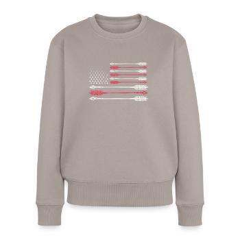Bogenschiessen - Frauen Premium Bio Pullover - Taupe - Vorne - Julia (174cm)