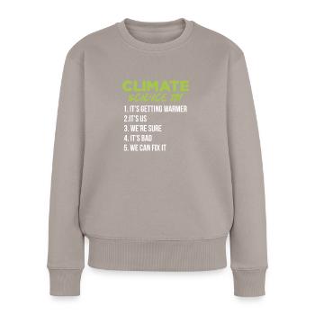 Climate change - Women's Premium Organic Jumper - taupe - Front - Julia (174cm)