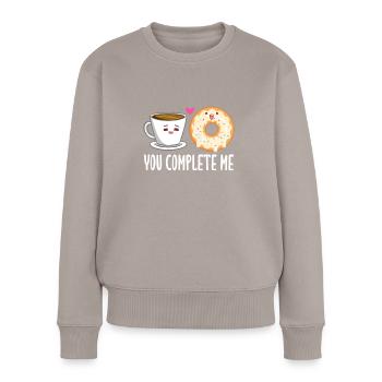 Café Donut Caféine Espresso Barista Cadeau - Pull Premium bio Femme - taupe - Devant - Julia (174cm)