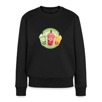 Thé à bulles - Pull Premium bio Femme - noir - Devant - Julia (174cm)