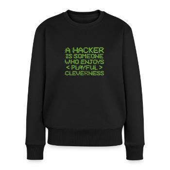 Hacker - Frauen Premium Bio Pullover - Schwarz - Vorne - Julia (174cm)