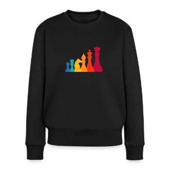 Schach Schachbrett Schachmatt Schachspieler - Frauen Premium Bio Pullover - Schwarz - Vorne - Julia (174cm)