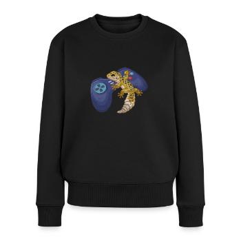 Gecko - Frauen Premium Bio Pullover - Schwarz - Vorne - Julia (174cm)